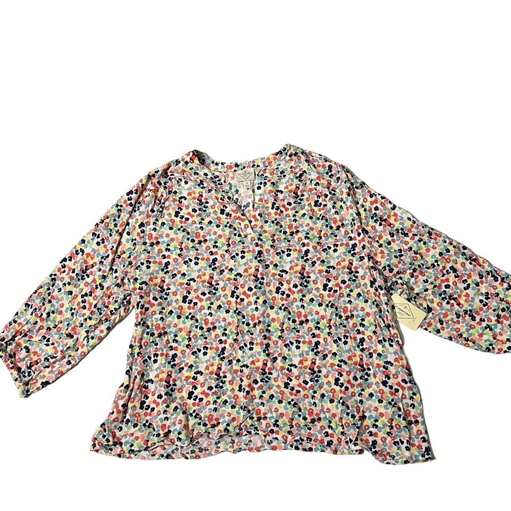 St Johns Bay NWT - Womens Multi-Color Floral Button Up Top Sz 1X/2X
